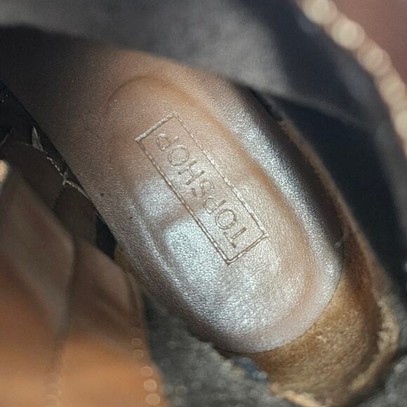 Topshop 38 Brown Leather Chunky Boot Whimsygoth Grunge Boho Platform Y2K Style - Picture 3 of 7